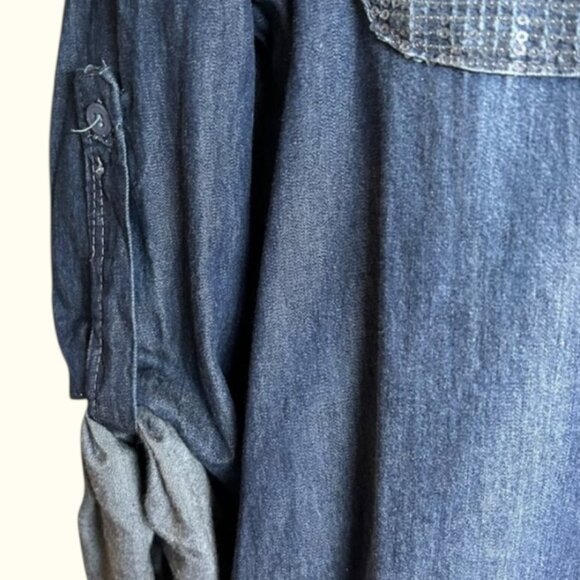 Carina Ricci Italy Womens Dress Size S Lightweight Denim Cotton Sequin Shopping - Picture 2 of 11